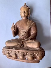 Antique Buddha large Solid Brass Statue Tibetan 