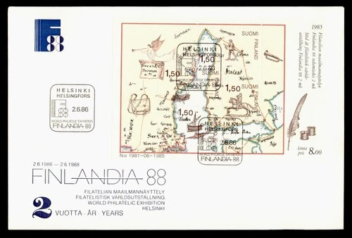 DR WHO 1986 FINLAND FDC MAP/SHIP FINLANDIA EXPO S/S LM72457