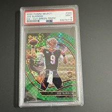 2020 Panini Select Joe Burrow 3/5 Die-Cut Green Prizm Rookie #346 Bengals PSA 9