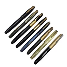 7 Vintage Waterman Fountain Pen Lot All w/ 14K Gold Nibs Nurse Taperite Commando