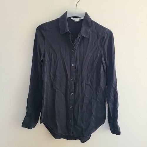VERONICA BEARD Women's Black Silk Button Down Long Sleeve Shirt Size 6