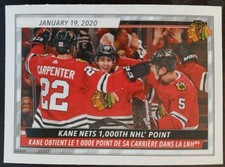 2020 - 2021 Topps Kane Nets 1000th NHL Point NHL Sticker Album #104 Hockey Card