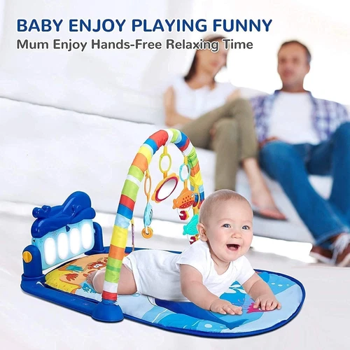 GYM PLAY MAT BABY NEWBORN KID 3 IN1 FITNESS MUSIC LAY FUN PIANO KID GIRL GIFT - Picture 4 of 9