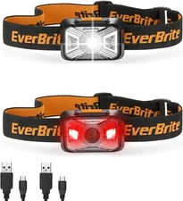 EverBrite Headlamps Rechargeable with Red Light 2 Pack Waterproof Dustproof
