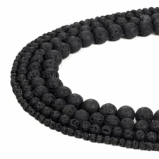 Wholesale 6/8/10/12mm Black Volcanic Lava Gemstone Round Loose Beads Strand 15''