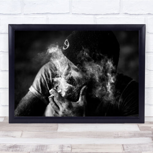 Retrato a la luz de humo sombrero barba carbón documental impresión artística de pared - Imagen 1 de 3
