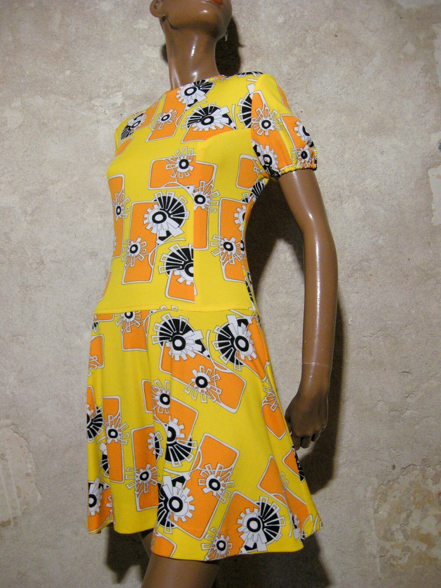 Robe Vintage Années 70 Style Pop - Taille 38 Occasion - Multicolore Rétro
