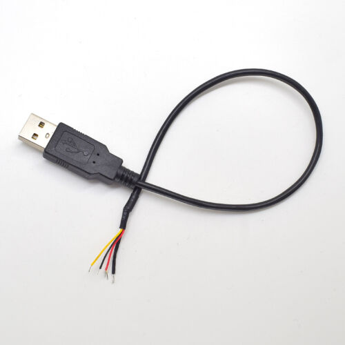 1pc 30cm/1ft USB 2.0 Male Plug 4 Wire Shield DIY Pigtail Cable Black - Afbeelding 1 van 7