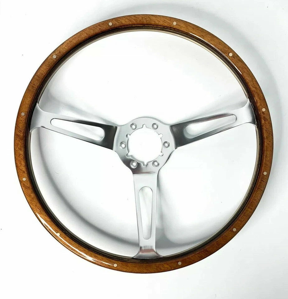 15" Walnut Steering Wheel Cobra Horn Button Adapter For 1968-1978 Ford Mustang - Image 2 of 4