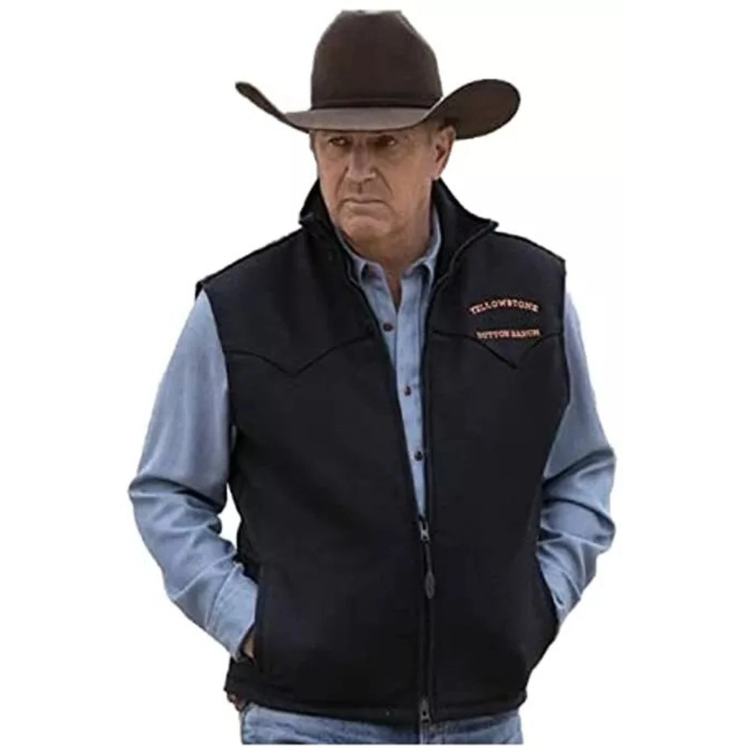 Men's Yellowstone Vest Kevin Costner’s John Dutton Black Cotton Vest