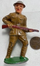 Vintage 1930's Cast Lead Barclay Army Soldier Marching With Rifle Metal Hat