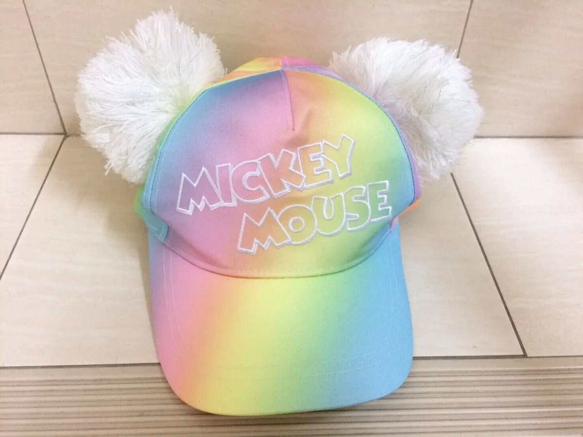 Mickey Mouse Pom Pom Cap Rainbow Hat Headband Tokyo Disney Resort