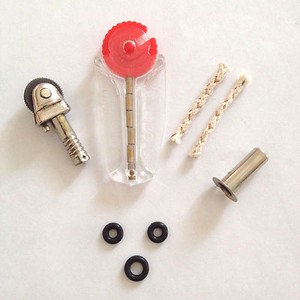Scripto VU Lighter Parts Repair Kit Flint Wheel Assembly Solid Pin Silver Tone