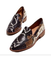 Madewell The Frances Loafer in Snake Embossed Leather Shoes Size 7 Excellent