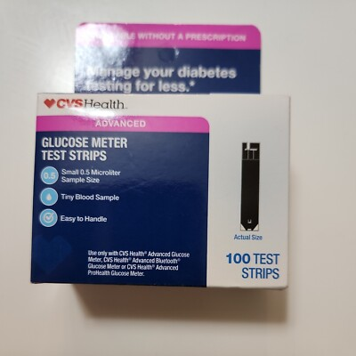 #ad CVS Health Advanced Glucose Meter Test Strips 100 Exp 08 2026 $17.99