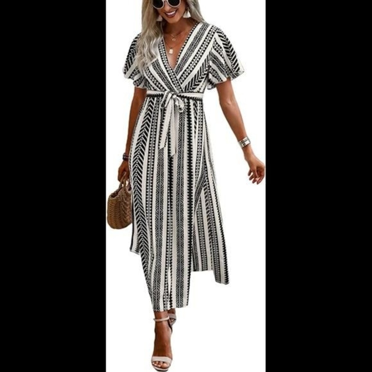 white christmas dresses Solid Color Long-sleeved High-waisted Belted Casual Pocket Midi Dress –  roschic