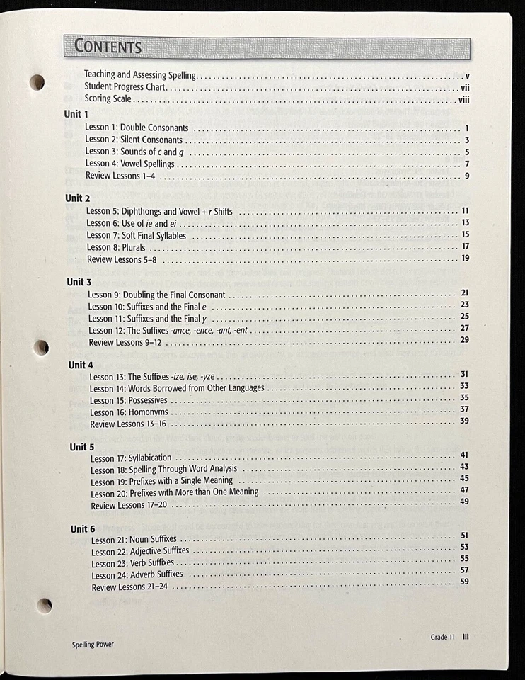 11th Grade - SPELLING POWER WORKBOOK (Teacher Annotated Edition)  2e  (2008) - Image 3 of 4