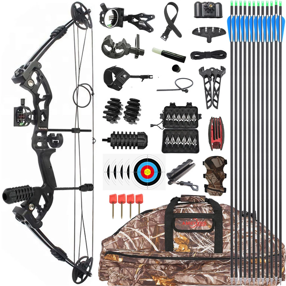 Compound Bow Set 30-60lbs Adjustable Archery Hunting Right Left Shooting Fishing - Image 2 of 4