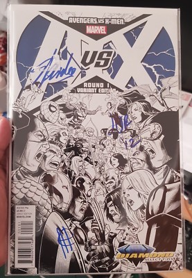 MARVEL STAN LEE SIGNIERT A VS X # 1 DIAMOND SELECT TOYS VARIANTE TRIPPLE SIGNED