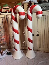 Blow Mold Christmas Candy Canes New Stock 40” PAIR Lighted New Stock