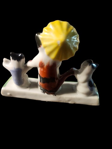 Vintage Pair of Playful Cats Kitten Porcelain Figurines 3.75"Kitty Umbrella Ball - Bild 11 von 11
