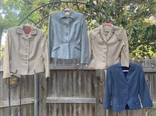 Vintage Lot of 4 1940s Women's Suit Jacket Blazer Virgin Wool Peplum XS, S