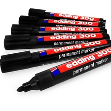 Edding 300 Permanent Marker Pen 1.5-3mm Bullet Tip Black Pack of 6