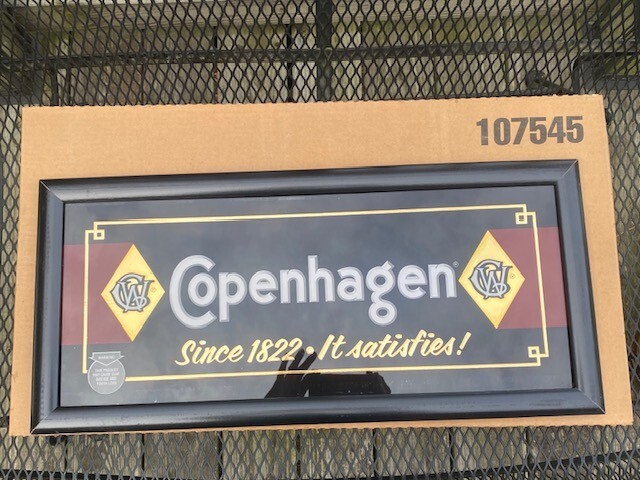 Vintage Copenhagen Snuff Advertisement Wood Framed Mirror Tobacco  Collectible