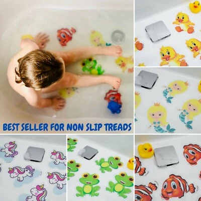 BATH MAT STICKERS KIDS, NON SLIP ANTI SKID SHOWER CARTOON ANIMAL TEXTURED TREADS