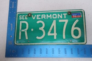Vermont VT License Plate Tag 1976 76 R-3476