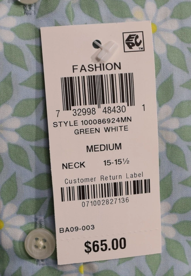 Camisa social Bar III masculina slim fit desempenho stretch retrô estampa margarida verde M - Imagem 3 de 4