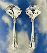 2 CHANTILLY BY  GORHAM STERLING SILVER CREAM/SOUP  SPOON  HIGH GRADE   