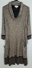 Signature By Robbie Bee, NWT, Womens 3/4 Sleeve Sweater Dress Size L Brown/taupe