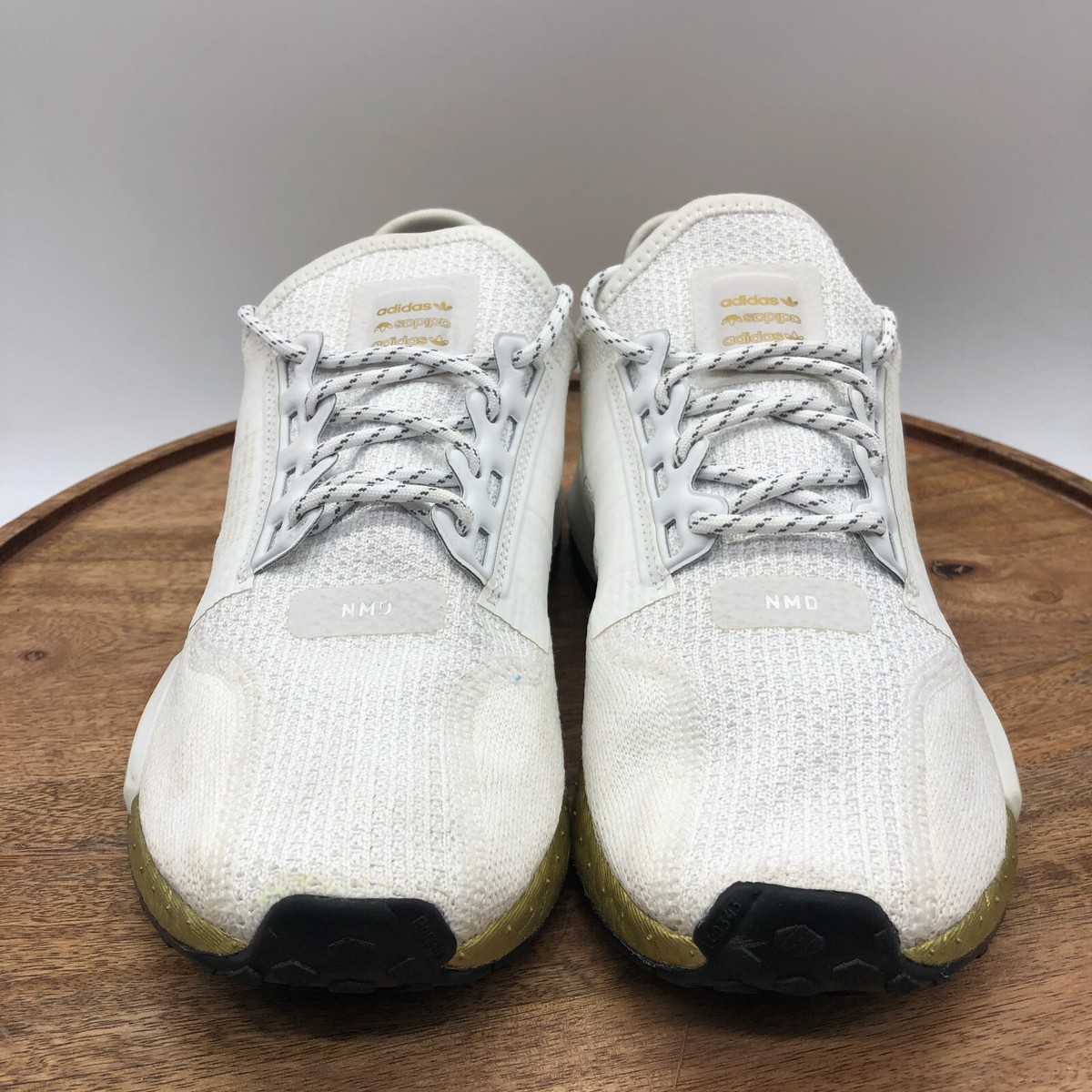 Adidas Womens NMD R1 V2 FW5450 White Gold Running Shoes Sneakers Size