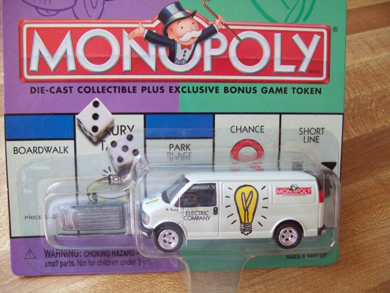 MONOPOLY ELECTRIC COMPANY GMC UTILITY VAN w/ BONUS GAME TOKEN JOHNNY LIGHTNING