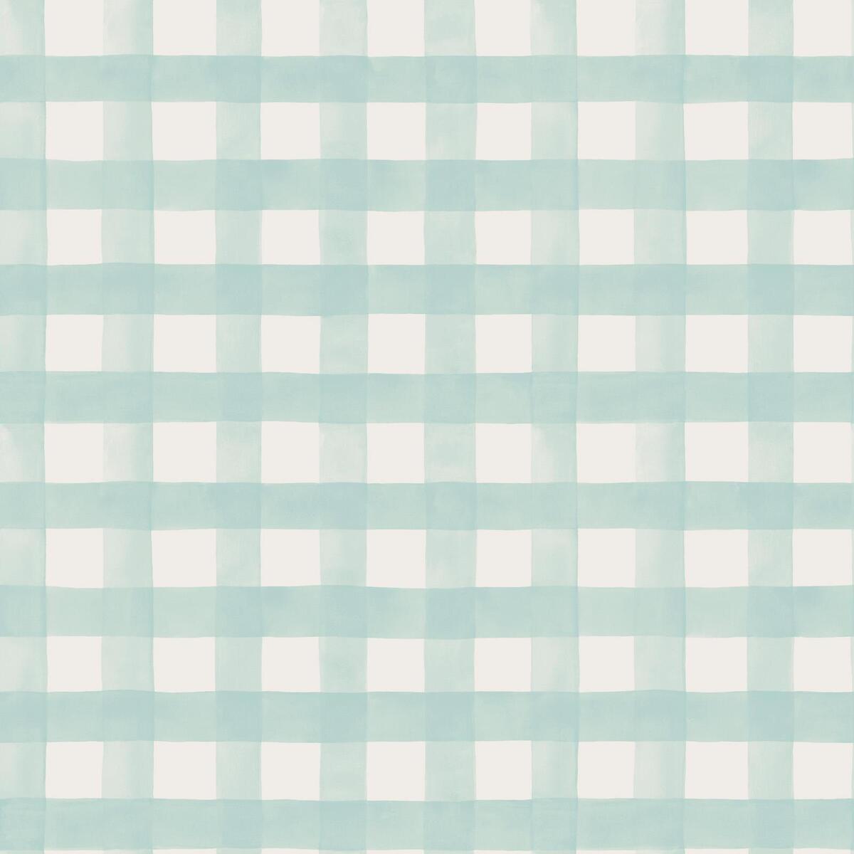 Papel de parede aquarela Gingham quarto de bebê infantil xadrez  azul-petróleo macio 13293