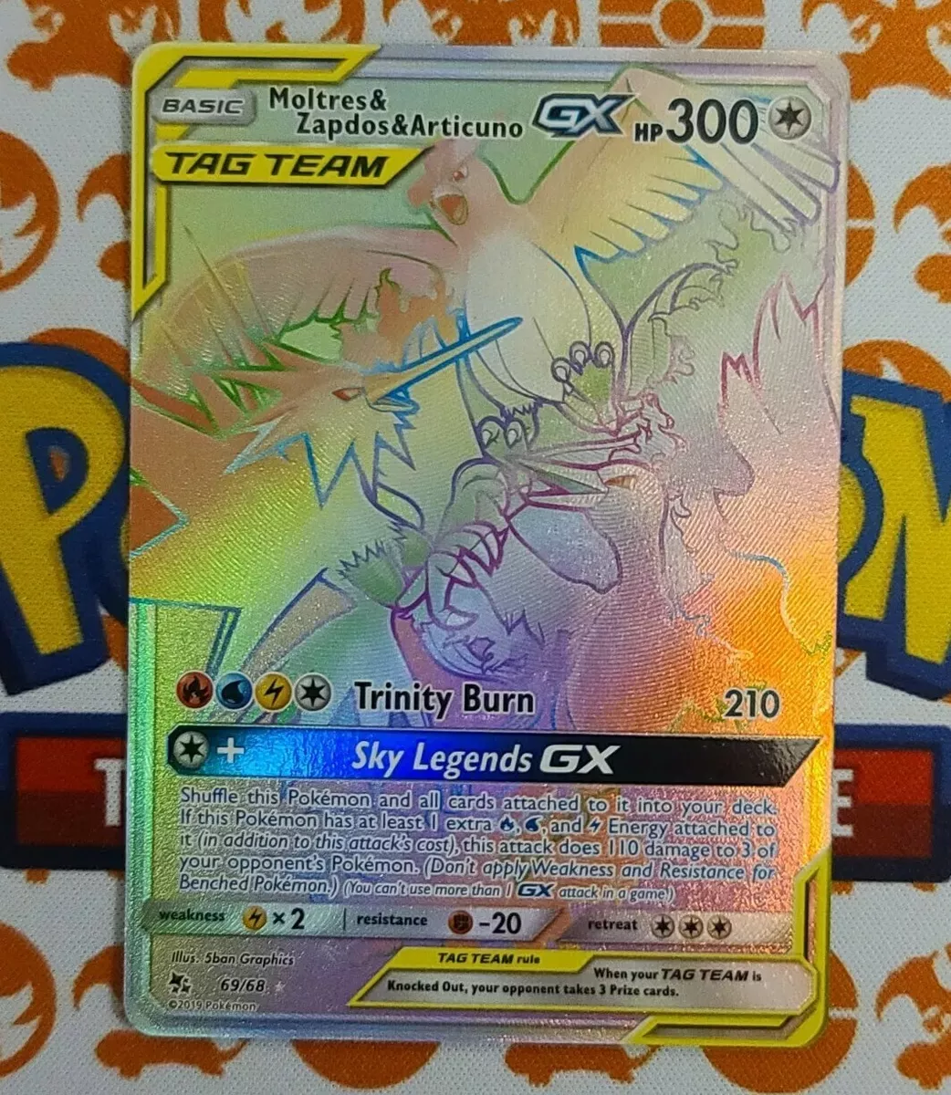  Moltres & Zapdos & Articuno Tag Team GX - 69/68 - Secret Rare -  Hidden Fates : Toys & Games