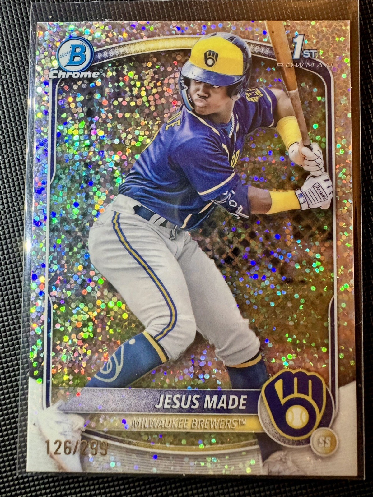 2025 Bowman #BCP-50 Jesus Made Chrome Prospects Speckle Refractor #/299