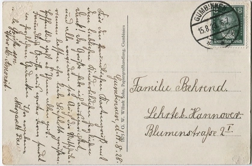 Z3195 Ak Polen Gussew Gumbinnen Ostpreußen Gebäude Regierung Gelaufen 1928 - Bild 2 von 2