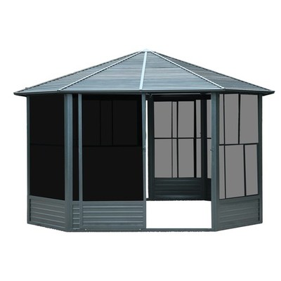 12x12 FT Octagonal Sunroom Solarium with Lockable Sliding Door, PE Screen