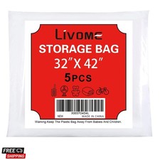 5 Pack 32 42 inches Clear Plastic Storage Bags Dustproof Moistureproof Jumbo ...