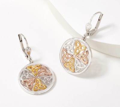 Solvar Sterling Silber Trinity Ohrringe 3-farbig mit 18K vergoldeten Akzenten