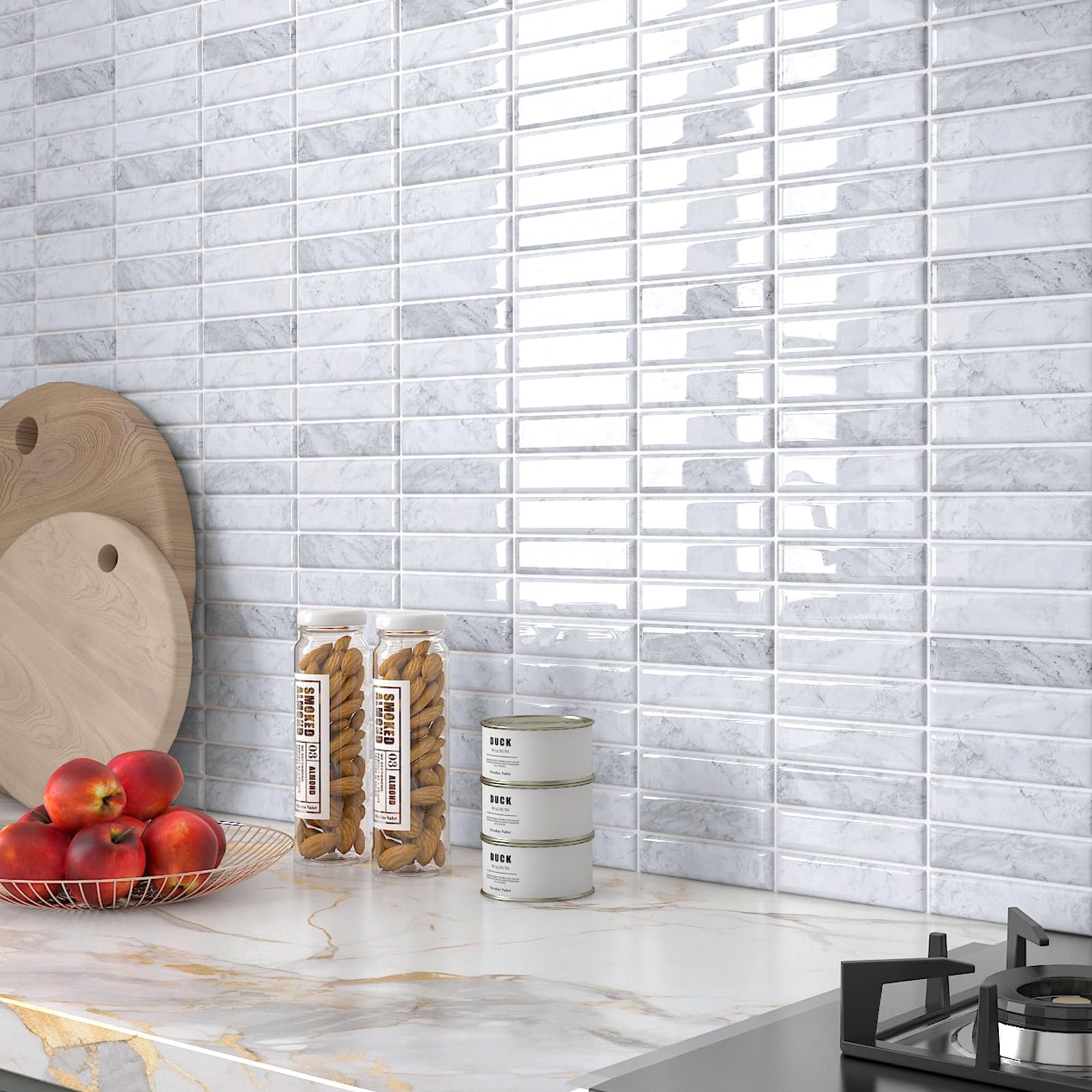 Grey Peel and Stick Subway Tile Backsplash 30 PCS Kitchen Backsplash Tiles