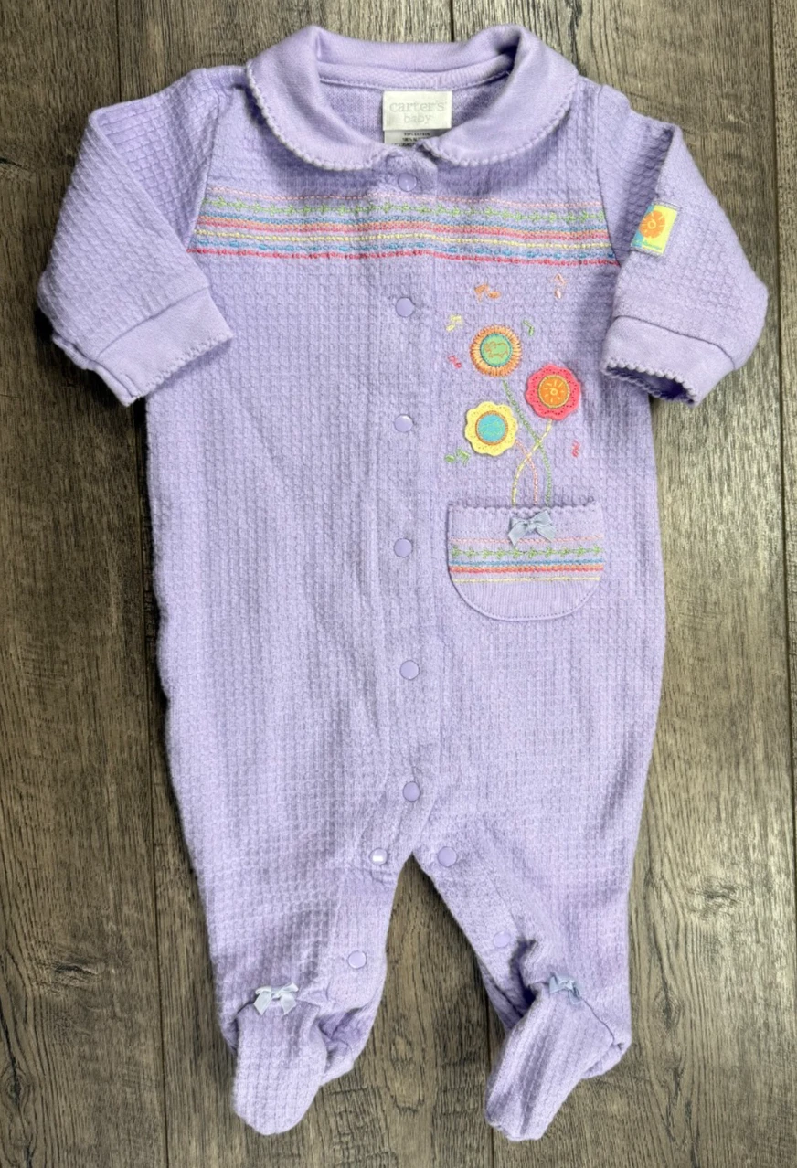 Baby Girl Clothes Vintage Carter's 0-3 Month John Lennon Purple Footed Outfit
