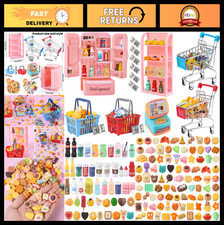 143pcs Mini Shopping Cart  Basket Set - Dollhouse Accessories, Food  Drink Toy