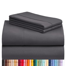 LuxClub 4 PC Queen Sheet Set, Sheets Queen Size, Deep Pockets 18" Wrinkle Fre...