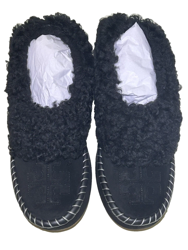 Zapatillas Tory Burch para mujer talla 10 de piel de oveja natural perfectas de gamuza negra sin cordones Foto 3 de 4