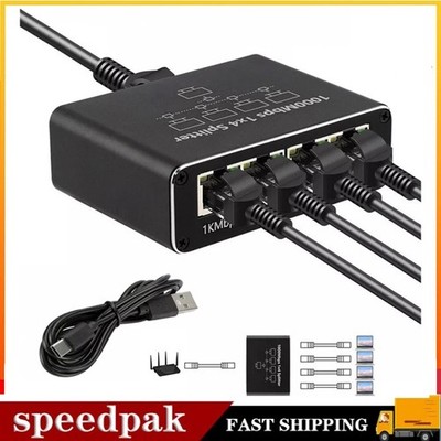 RJ45 Gigabit 1000Mbps Ethernet Splitter LAN Internet 1 to 4 Out Adapter Network