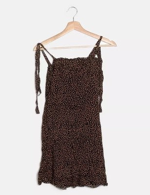 Tezenis Women s Polka Dot A-Line Sundress M Sleeveless Black Beige