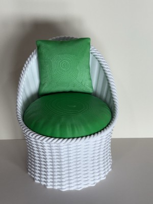  Handmade 1/6 Scale Chair+ Pillow+ Cushion for Fashion Dolls 3D Printed GREEN